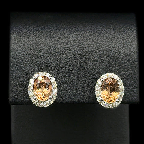 2.00ct. T.W. Topaz & .62ct. T.W. Diamond Estate Earrings White Gold - J42694