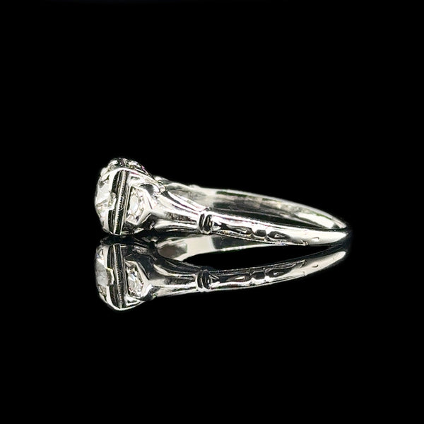 Art Deco .50ct. Diamond Antique Engagement - Fashion Ring 18K White Gold - J42696