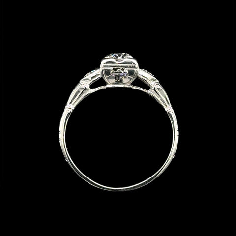 Art Deco .50ct. Diamond Antique Engagement - Fashion Ring 18K White Gold - J42696