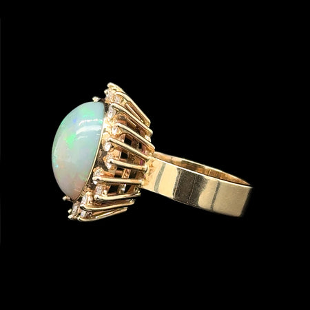 6.50ct. Opal & .62ct. T.W. Lab Diamonds Estate Fashion Ring Yellow Gold - J42703C