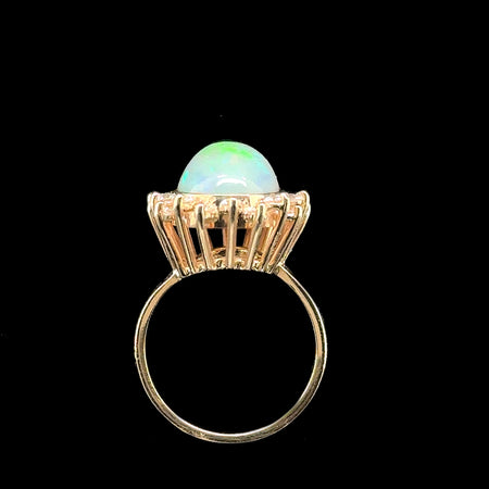 6.50ct. Opal & .62ct. T.W. Lab Diamonds Estate Fashion Ring Yellow Gold - J42703C