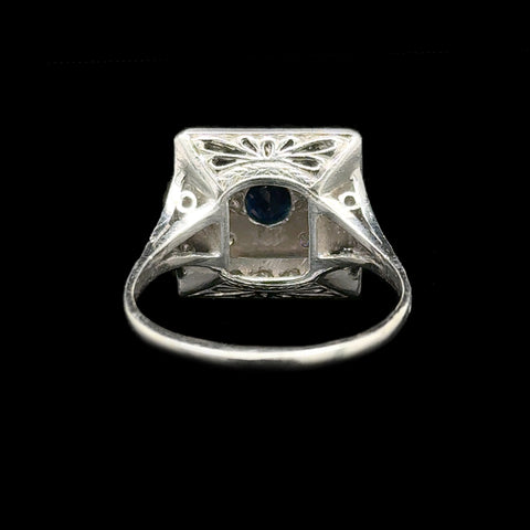 Art Deco .75ct. Sapphire & Diamond Antique Engagement - Fashion Ring Platinum - J42705