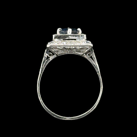 Art Deco .75ct. Sapphire & Diamond Antique Engagement - Fashion Ring Platinum - J42705