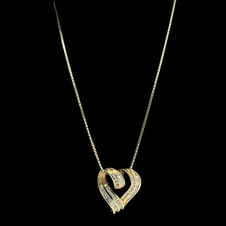 1.00ct. T.W. Diamond Heart Estate Necklace Yellow Gold - J42707