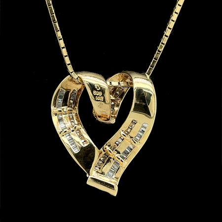 1.00ct. T.W. Diamond Heart Estate Necklace Yellow Gold - J42707