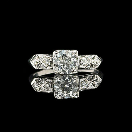 Art Deco .85ct. Diamond Antique Engagement - Fashion Ring Platinum - J42711