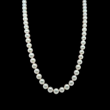 6.00mm Cultured Akoya Vintage Pearl Necklace Yellow Gold - J42716