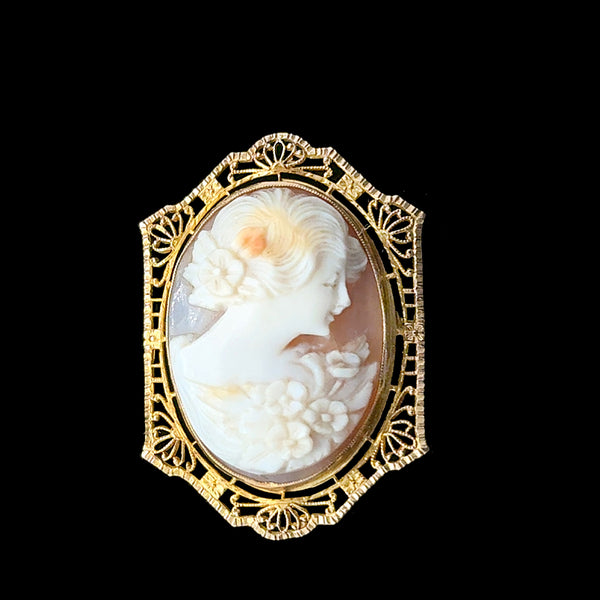 Victorian Cameo Antique Brooch Yellow Gold - J42717