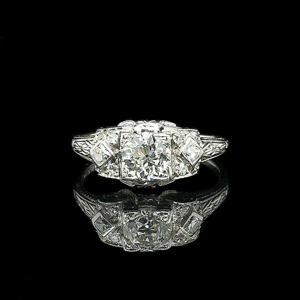 Art Deco .65ct. Diamond Antique Engagement - Fashion Ring Platinum - J42719