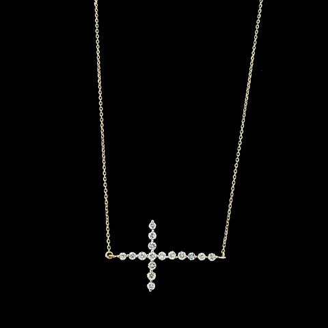 .50ct. Diamond Cross Estate Necklace Yellow Gold - J42723C