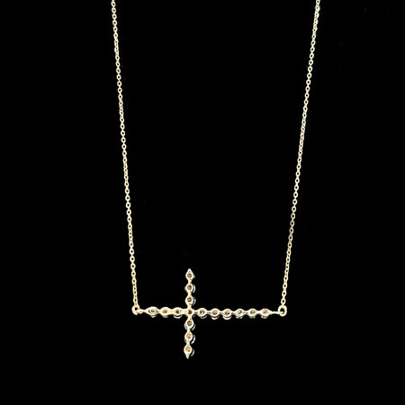 .50ct. Diamond Cross Estate Necklace Yellow Gold - J42723C