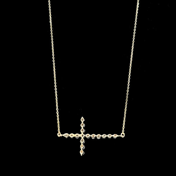 .50ct. Diamond Cross Estate Necklace Yellow Gold - J42723C