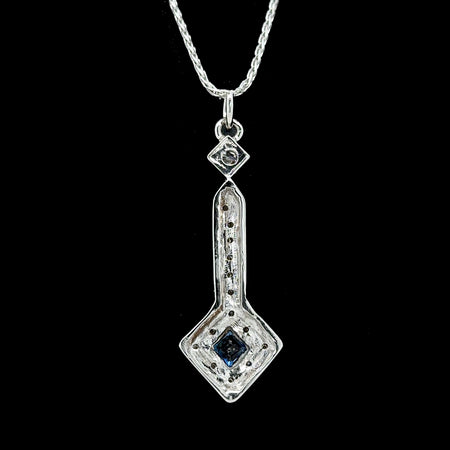 .20ct. Sapphire & .20ct. T.W. Diamond Estate Necklace White Gold - J42730