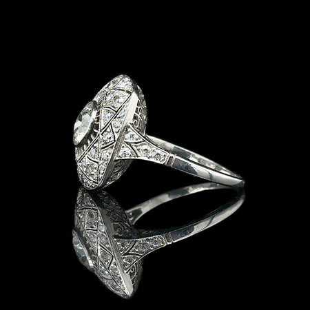 Edwardian 1.00ct. Diamond Antique Engagement - Fashion Ring Platinum - J42739