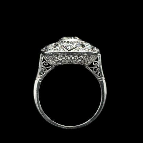 Edwardian 1.00ct. Diamond Antique Engagement - Fashion Ring Platinum - J42739