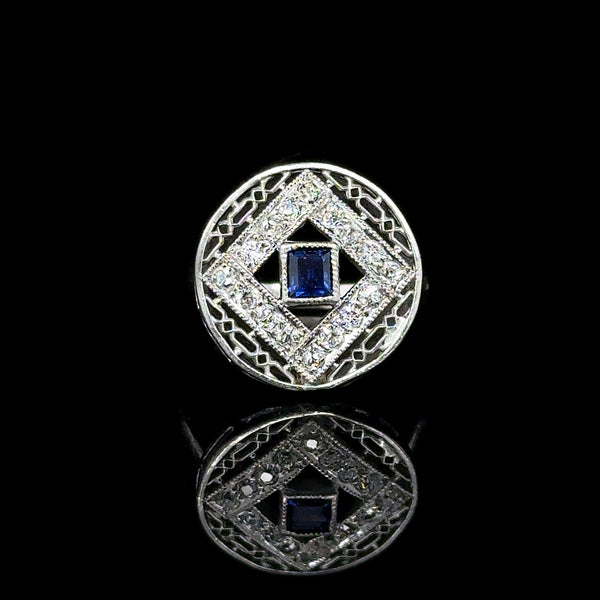 .20ct. Sapphire & .25ct. T.W. Diamond Vintage Wedding - Fashion Ring White Gold - J42744