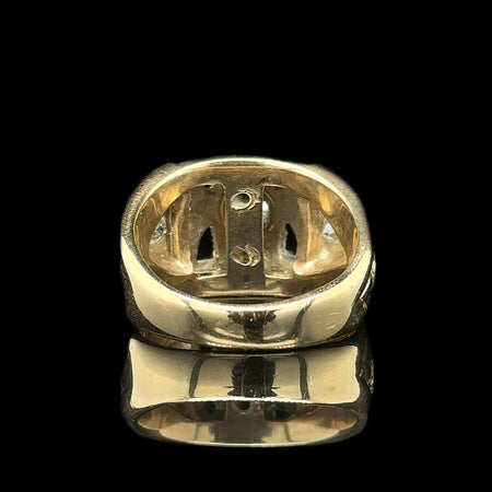 .75ct. Diamond Vintage Gents Masonic Ring White & Yellow Gold - J42750