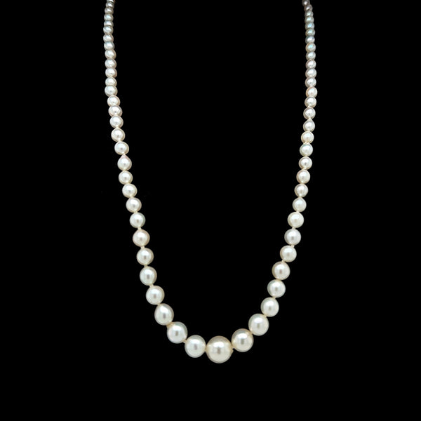 Akoya Cultured Pearl Vintage Necklace White & Yellow Gold - J42752