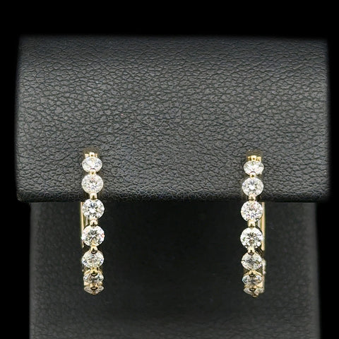 1.52ct. T.W. Diamond Estate Oval Hoop Earrings Yellow Gold - J42754