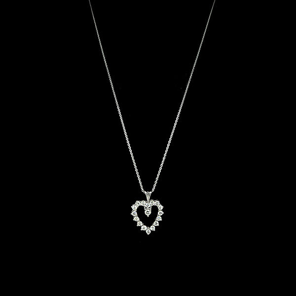 .62ct. T.W. Diamond Heart Vintage Necklace White Gold - J42756