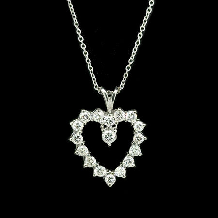 .62ct. T.W. Diamond Heart Vintage Necklace White Gold - J42756