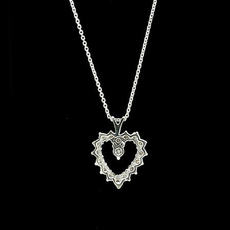 .62ct. T.W. Diamond Heart Vintage Necklace White Gold - J42756