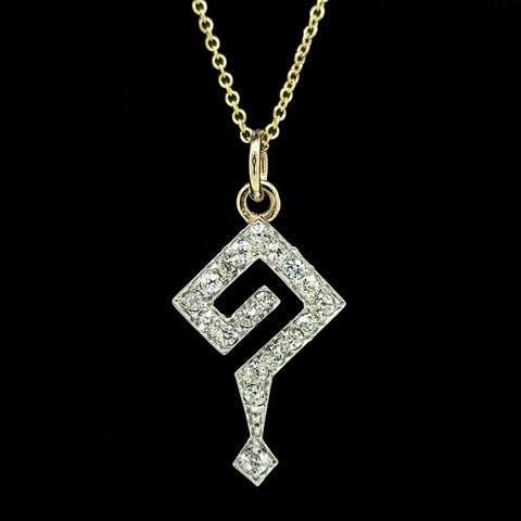 Art Deco .33ct. T.W. Diamond Antique Necklace Platinum & Yellow Gold - J42757