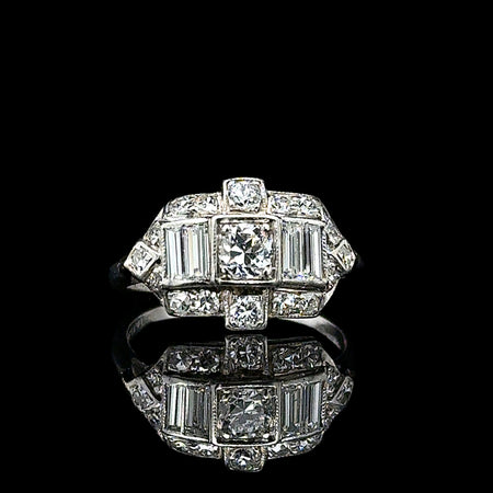 Art Deco .67ct. T.W. Diamond Antique Engagement - Fashion Ring Platinum - J42760