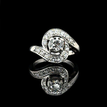 .50ct. Diamond Vintage Engagement - Fashion Ring Platinum - J42762