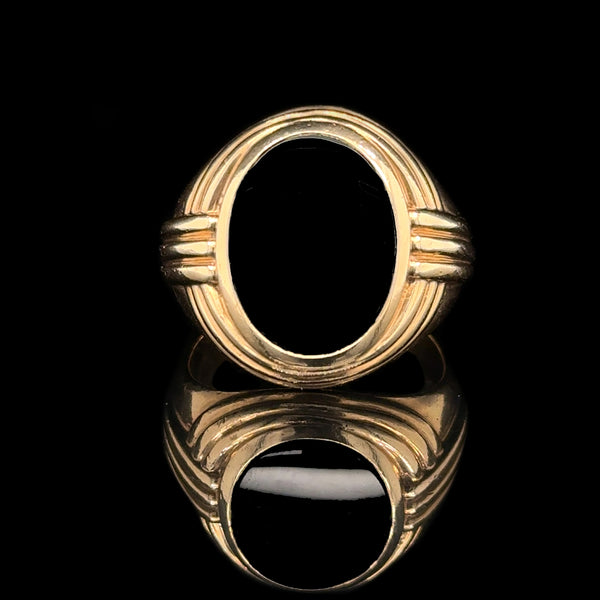 Onyx Gents Vintage Fashion Ring Yellow Gold - J42764