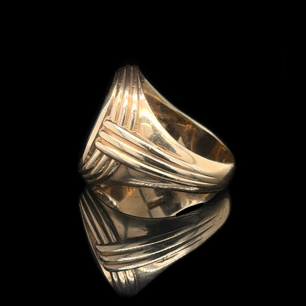 Onyx Gents Vintage Fashion Ring Yellow Gold - J42764