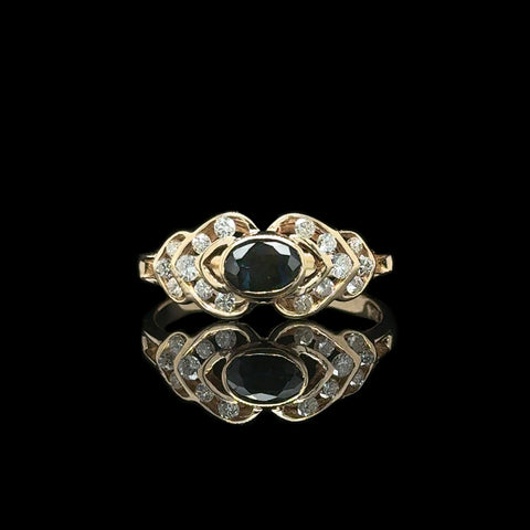 .50ct. Sapphire & .33ct. T.W. Diamond Estate Wedding - Fashion Ring Yellow Gold - J42784