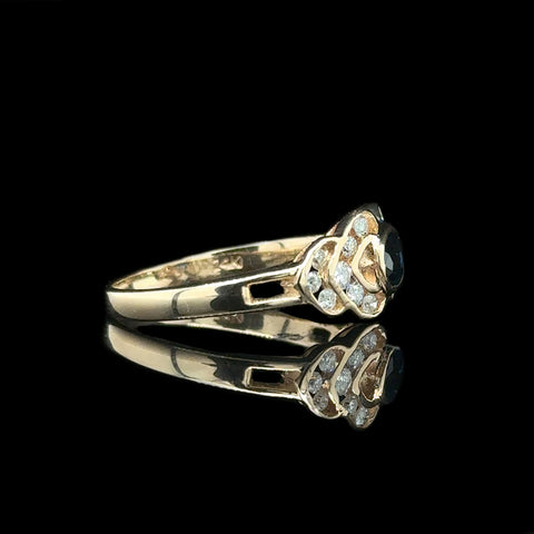 .50ct. Sapphire & .33ct. T.W. Diamond Estate Wedding - Fashion Ring Yellow Gold - J42784