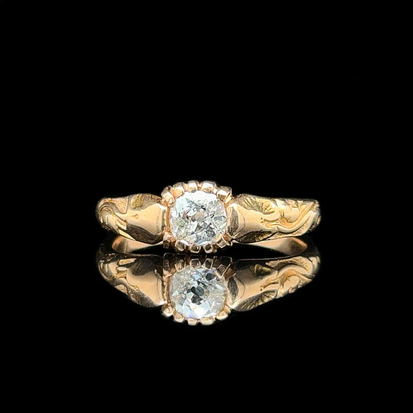 Art Nouveau .50ct. Diamond Antique Engagement - Fashion Ring 18K Yellow Gold - J42785