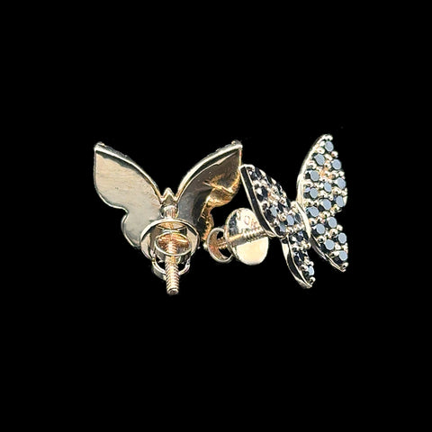 1.00ct. T.W. Black Diamond Butterfly Estate Earrings Rose Gold - J42795