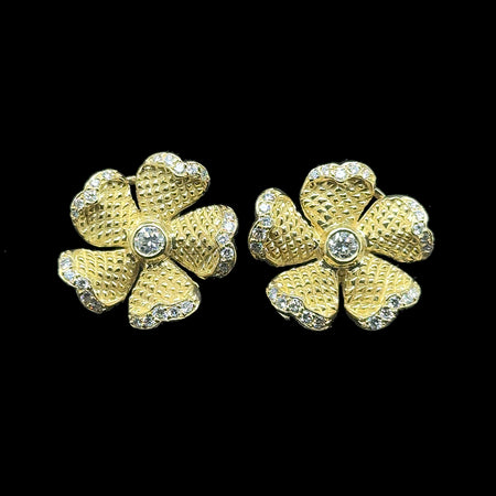 1.08ct. T.W. Diamond & 18K Yellow Gold Vintage Earrings Judith Ripka - J42801