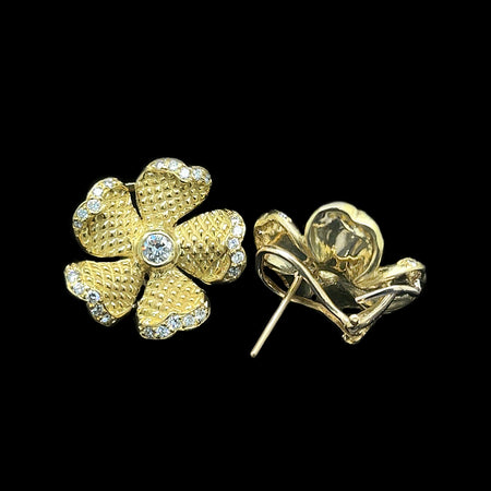 1.08ct. T.W. Diamond & 18K Yellow Gold Vintage Earrings Judith Ripka - J42801