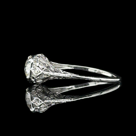 Edwardian 1.14ct. Diamond Antique Engagement - Fashion Ring 18K White Gold - J42803