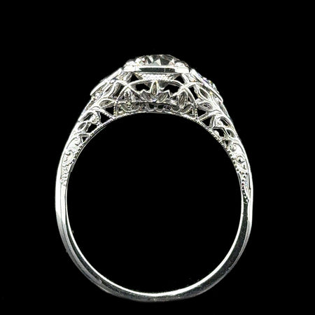 Edwardian 1.14ct. Diamond Antique Engagement - Fashion Ring 18K White Gold - J42803