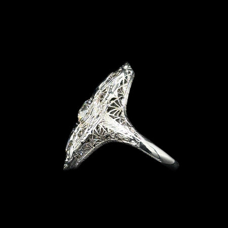 Art Deco .53ct. Diamond & .33ct. T.W. Sapphire Antique Engagement - Fashion Ring 18K White Gold - J42804