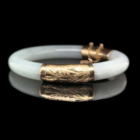 Jadeite Vintage Bangle Bracelet Yellow Gold - J42811