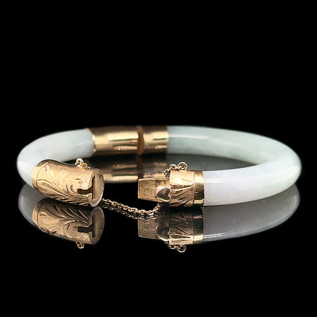 Jadeite Vintage Bangle Bracelet Yellow Gold - J42811