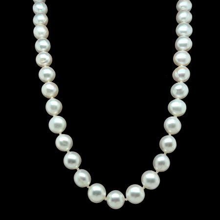 7mm-8mm Akoya Cultured Pearl Estate Necklace 14K Yellow Gold - J42815