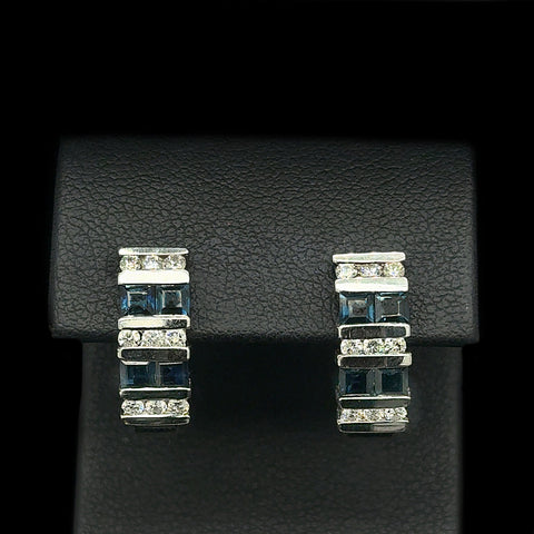 1.25ct. T.W. Sapphire & Diamond Estate Earrings White Gold - J42818