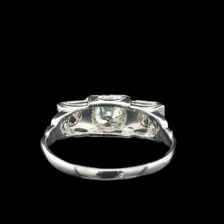 Art Deco .96ct. T.W. 3-Stone Diamond Antique Engagement - Fashion Ring White Gold - J42822