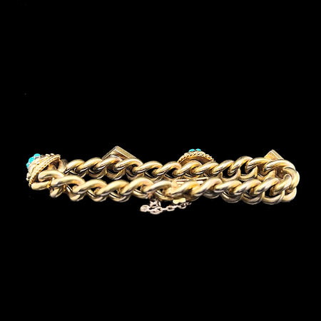 .60ct. T.W. Turquoise & Diamond Vintage Bracelet Yellow Gold - J42928