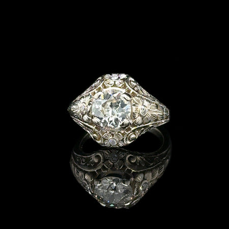 1.02ct. Diamond Vintage Engagement - Fashion Ring White Gold - J42929