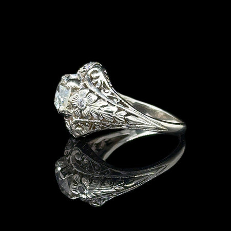 1.02ct. Diamond Vintage Engagement - Fashion Ring White Gold - J42929