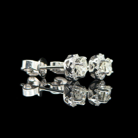 .63ct. T.W. Diamond Estate Stud Earrings White Gold - J42938