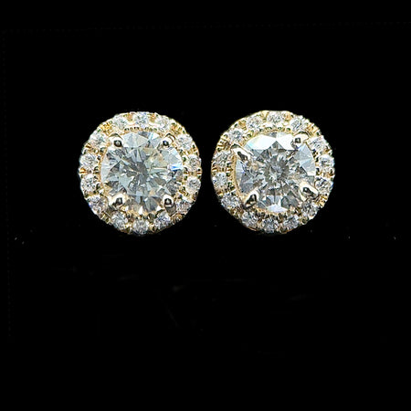 .55ct. T.W. Diamond Estate Stud Earrings Yellow Gold - J42939